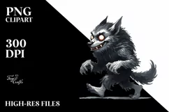 Funny Werewolf Halloween Clipart PNG Product Image 1