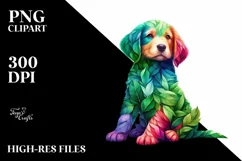 Abstract Puppy with Plant Leaves PNG Product Image 3