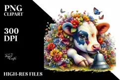 Colorful Baby Cow Playing Hide and Seek PNG Product Image 3