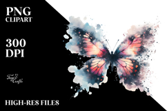 Grunge Butterfly Watercolor Painting PNG Product Image 2
