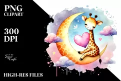 Colorful Giraffe Holding Heart PNG Product Image 2