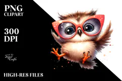Cartoon Owl with Oversized Sunglasses, Transparent PNG Product Image 2