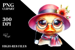 Crazy-Cute Baby Duck with Monocle, Transparent PNG Product Image 2