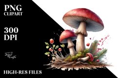 Mystical Celestial Mushroom Watercolor Splash, Transparent Product Image 1