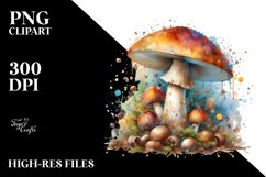 Mystical Celestial Mushroom Watercolor Splash, Transparent Product Image 3