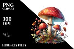 Mystical Celestial Mushroom Watercolor Splash, Transparent Product Image 3