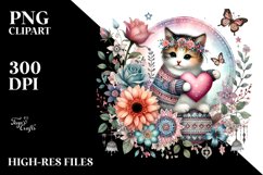 Colorful Cat Holding Heart PNG Product Image 2