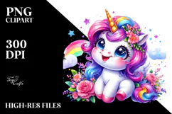Funny Smiling Baby Unicorn PNG Product Image 2