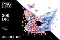 Cute Butterfly Half of Flowers PNG Product Image 2