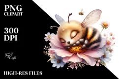 Digital Watercolor with Adorned Baby Bee, Transparent PNG Product Image 2