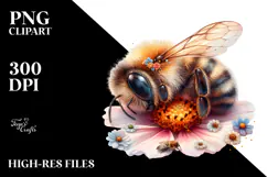 Digital Watercolor Baby Bee with Big Eyes, High-Res PNG Product Image 2