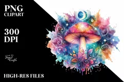 Colorful Astral Mushroom Splash | Stain | Clipart Product Image 3