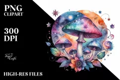 Colorful Astral Mushroom Splash | Stain | Clipart Product Image 1