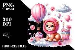 Vibrant Lion Resting on Hot Air Balloon PNG Product Image 2