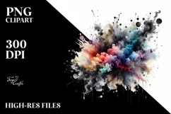 Colorful Black Watercolor Splash | Summer Clipart Product Image 3