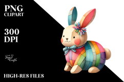 Colorful Wood Bunny PNG Product Image 2