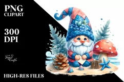 Colorful Gnome with Azzure Accents | Summer Clipart Product Image 1