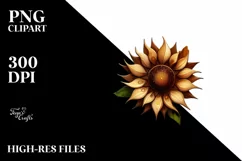 Abstract Wooden Small Stained Sunflower | Clipart Product Image 1