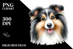 Cute Collie, Watercolor PNG Product Image 2