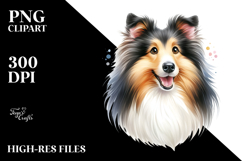 Cute Collie, Watercolor PNG Product Image 2