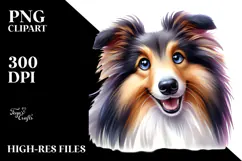 Cute Collie, Watercolor PNG Product Image 2