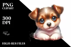 Watercolor Dog with Big Eyes PNG Product Image 1