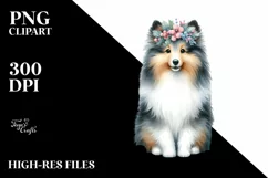 Cute Shetland Sheepdog with Christmas Decorations, Product Image 1