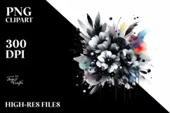 Colorful Black Watercolor Splash | Summer Clipart Product Image 1