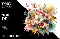 Colorful Bouquet with Gold Foil | Clipart Product Image 3