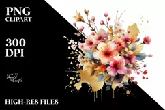 Colorful Bouquet with Gold Foil | Clipart Product Image 3
