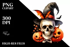 Funny Skull Halloween Clipart PNG Product Image 3