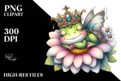Adorned Baby Frog Sleeping on Flower, PNG Product Image 2