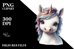 Baby Unicorn Watercolor PNG Product Image 2