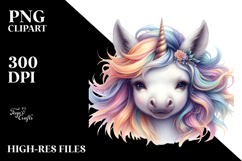 Detailed Baby Unicorn Watercolor PNG Product Image 2