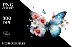 Colorful Butterfly with Flowers, Transparent PNG Product Image 2