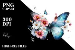 Colorful Butterfly with Flowers, Transparent PNG Product Image 2