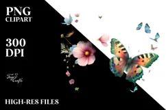 Colorful Butterfly with Flowers, Transparent PNG Product Image 2
