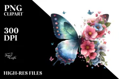Colorful Butterfly with Flowers, Transparent PNG Product Image 2