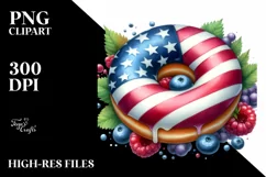 Watercolor Vintage Donut USA Flag Colors Product Image 1