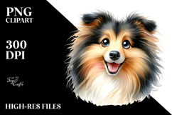 Adorable Shaggy Collie, Watercolor PNG Product Image 2