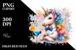 Colorful Unicorn in Speakeasy, PNG Product Image 1