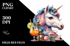 Colorful Unicorn in Speakeasy, PNG Product Image 3