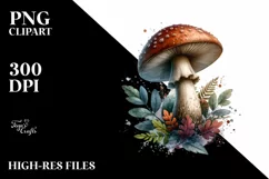 Glossy Mushroom Watercolor Splash, PNG Product Image 1