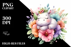Colorful Baby Hippo Watercolor Clipart Product Image 1