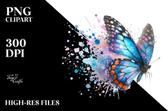 Digital Butterfly with Splashes PNG Product Image 2