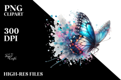 Digital Butterfly with Splashes PNG Product Image 2