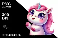 Funny Expressive Unicorn with Big Eyes PNG Product Image 3