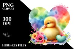 Colorful Baby Duck Holding Heart PNG Product Image 2