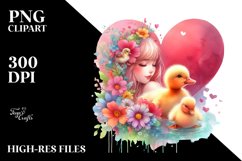 Colorful Baby Duck Holding Heart PNG Product Image 2