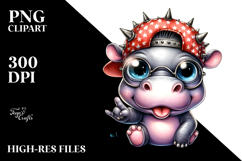 Cute Baby Hippo with Punk Look, Transparent PNG Product Image 2
